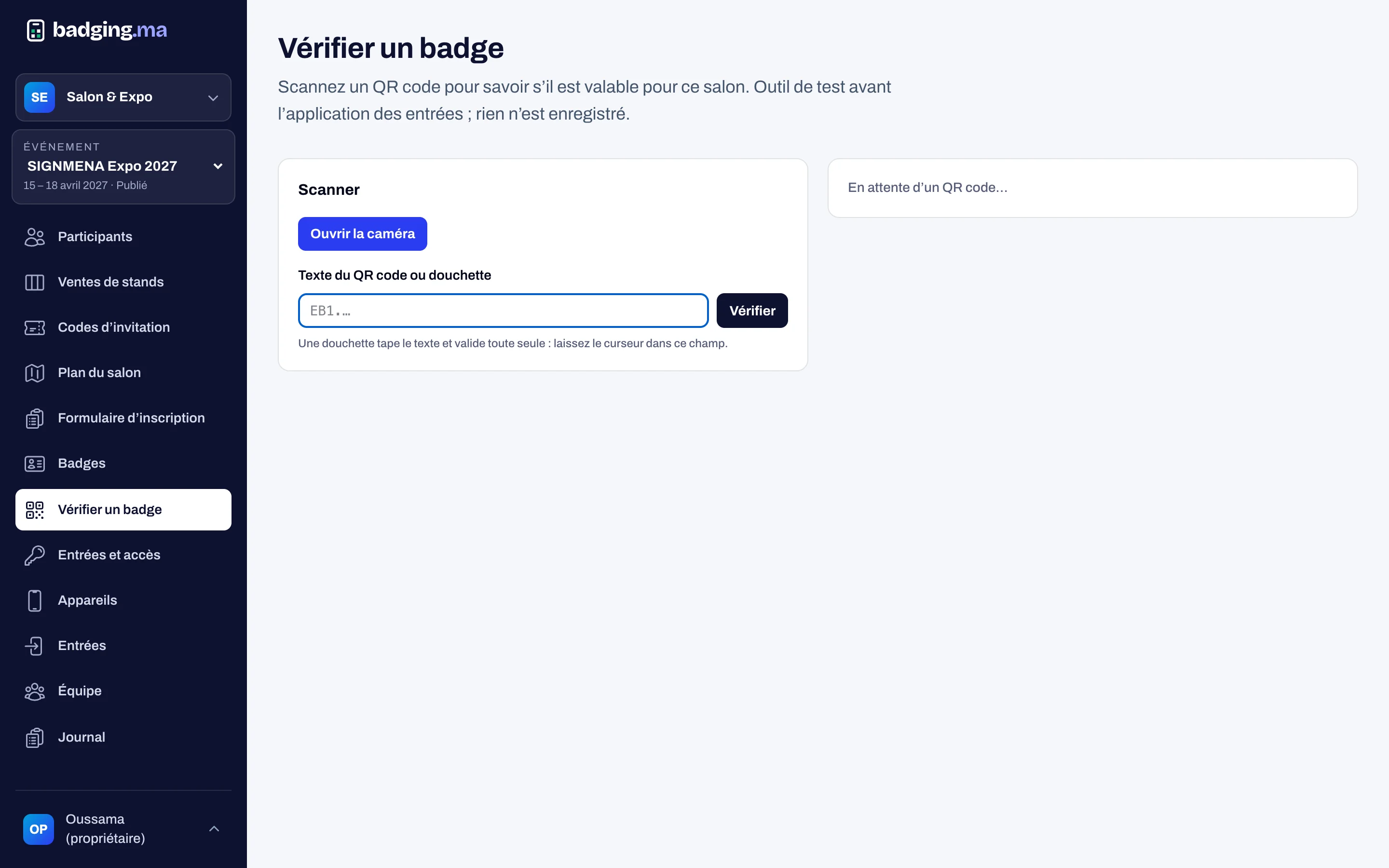 Badge check page