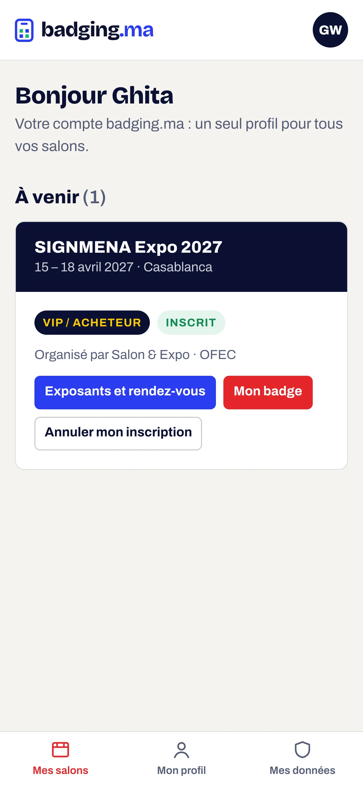 Visitor account on a phone